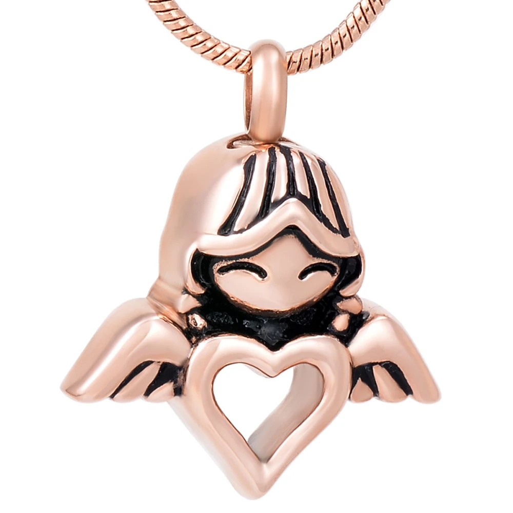 MJD8214	Little Angle Girl Shape Keepsake Jewelry Necklace / Stainless Steel cremation Pendants for Ash (Pendant Only)