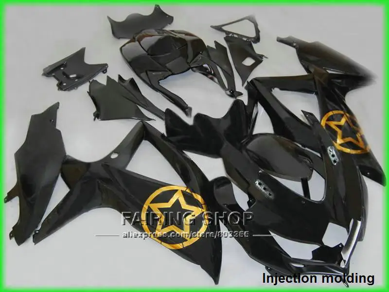 Hot sale fairing kit for suzuki gsxr 600 750 2008 2009 2010 gold star matte black injection fairings set gsxr750 08 09 10 nm29