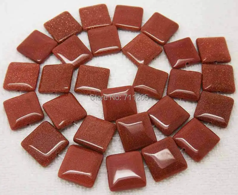 14mm Gold Sand Stone Square Loose Beads 15