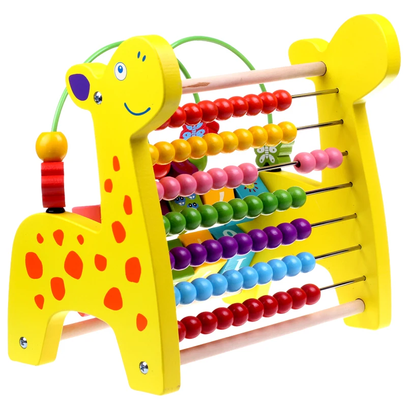 

Cognitive Beaded Children's Educational Toys Multifunction Large Wooden Giraffe Abacus Beads Around Arithmetic Rack Math Toy