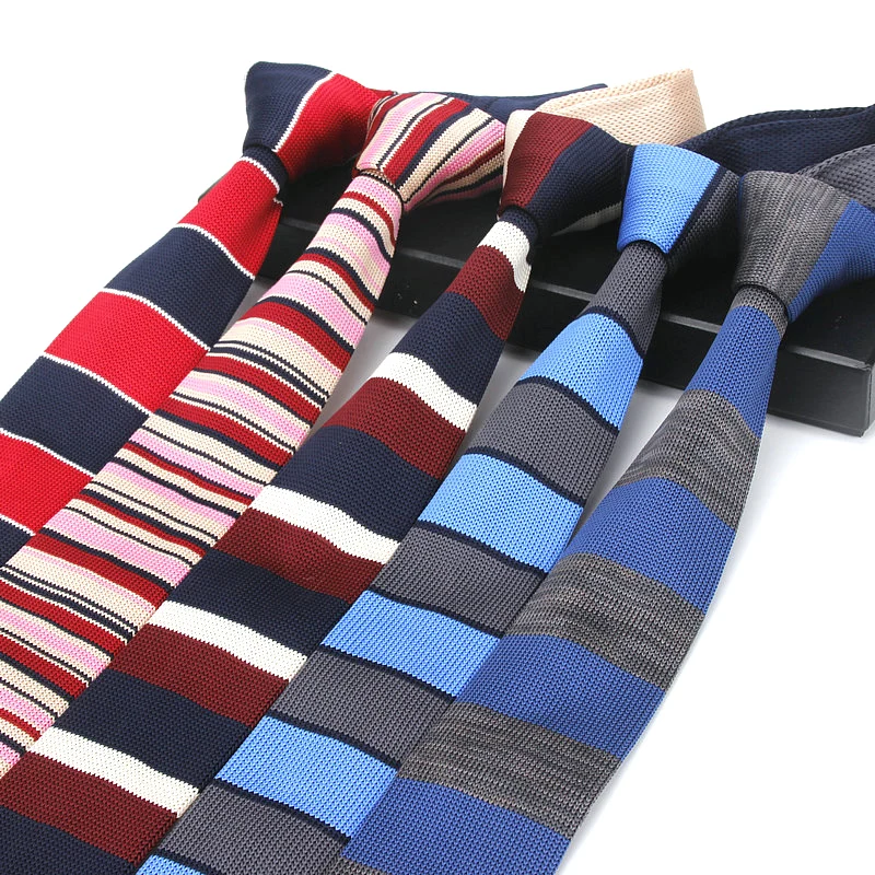 Men's Suits Knit Tie Plain Stripe Brand Necktie For Wedding Party Tuxedo Shirts Woven Skinny Gravatas Cravats Knitted Slim Ties