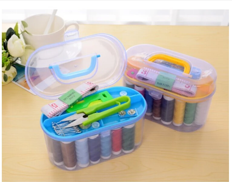 New 50 Set Portable Mini Travel Sewing Kit With Box Needle Threads Scissor Thimble Home Tools