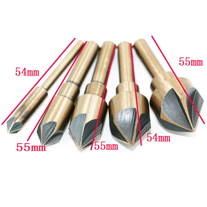 5 buah/lot 82 derajat 1/2 "1/4" 3/4 "3/8" 5/8 "Edge Chamfer Countersink mata bor ujung Mill Cutter tangan alat mata bor Countersink