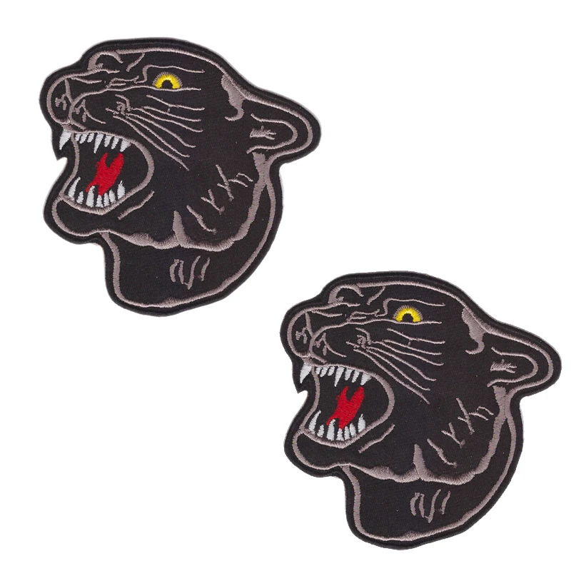 New Designs  arrive HUGE BIG BLACK TIGER PANTHER HEAD Embroidered Iron on Patch Garment accessories, clothing decoration