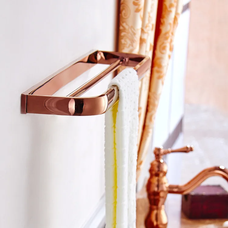 MTTUZK Luxe Rose Goud Koper Papier Houder Handdoek Bar Zeepbakje Handdoekenrek Gewaad Haak Bekerhouder Badkamer Accessoires Set