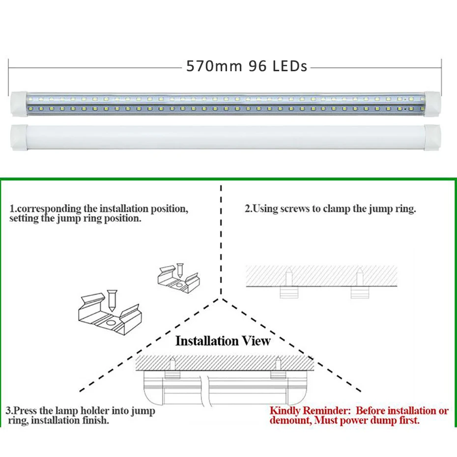 Lampe tubulaire LED intégrée en forme de V, 20W T8 570mm, ampoules LED 2FT 96 gible, lumière structurels ente LED super lumineuse, 2000strada, 1