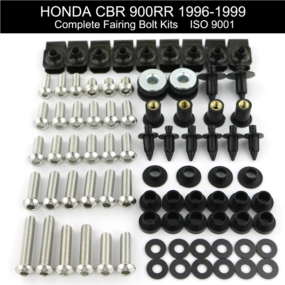 

Fit For Honda CBR 900RR CBR900RR 1996-1999 Motorcycle Complete Fairing Bolts Kit Covering Bolts Clips Nuts Stainless Steel