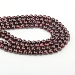 Natural Stone Beads Dark Red Garnet 4/6/8/10/12mm Fashion Jewelry Loose Beads for Jewelry Making Necklace DIY Bracelet