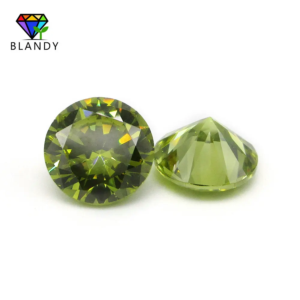 High Quality 100pcs/lot 5A 1.0mm-3.0mm Round Brilliant Cut CZ Stone Loose Peridot Yellow Synthetic Cubic Zirconia Stone