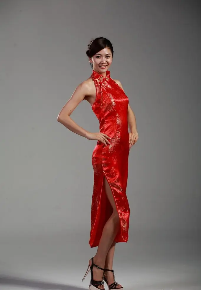 Shanghai Story 2019 chinese traditional Dresses cheongsam Long qipao Halter dress backless chinese dress for women