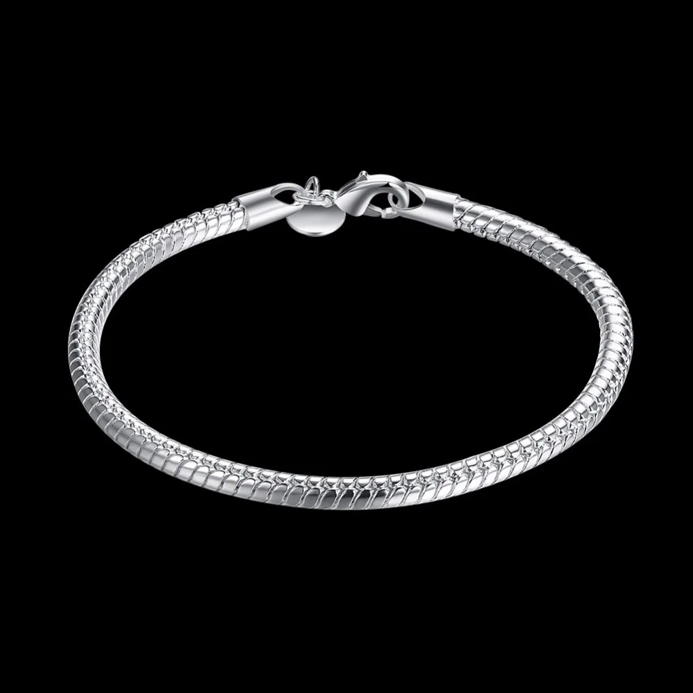 Lekani Original 925 stamp silver color Charm Bracelet Fashion Wedding Jewelry Smooth Snake Bracelets For Women Gift Hb001