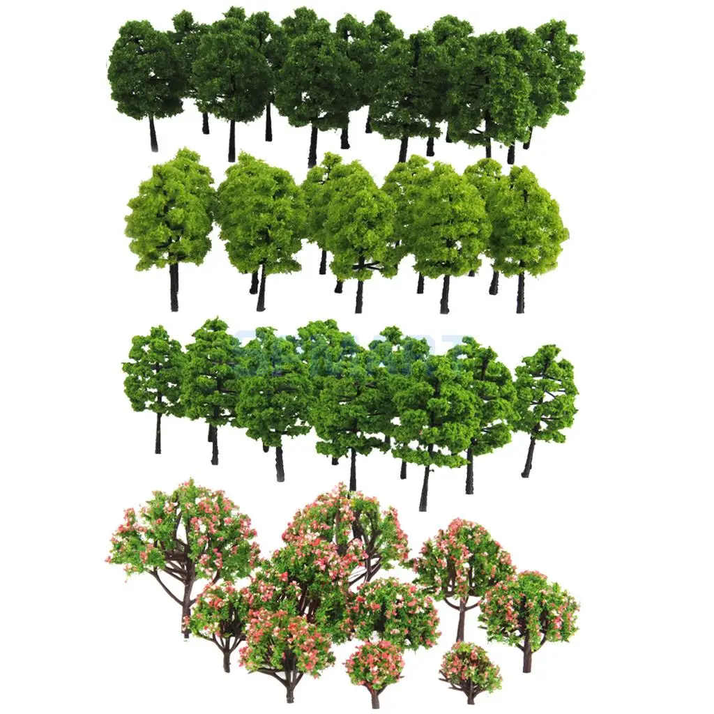 70 Pieces Model 3-9cm Trees Layout Train Street Park Garden Railway Diorama Wargame Landscape Scenery HO OO Z TT Multi Scale