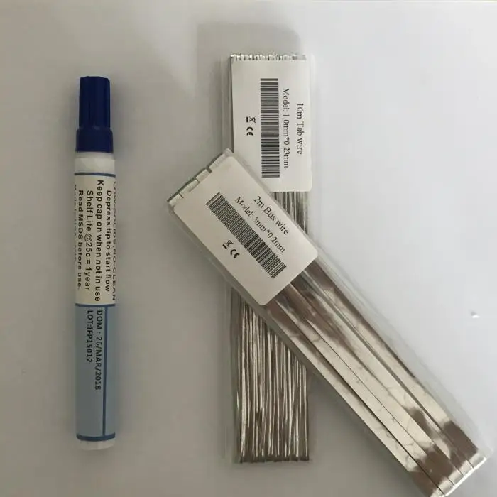 Solar Cell Tab Wire, 10m Tabbing, 1.0x0.23mm, 2m Busbarwire, Flux Pen, DIY Painel Solar Cooper solda ponta