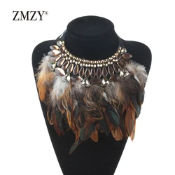 ZMZY Elegant Fashion Statement Necklace New Latest Design Choker Feather Necklaces & Pendants Women Bijoux Jewelry