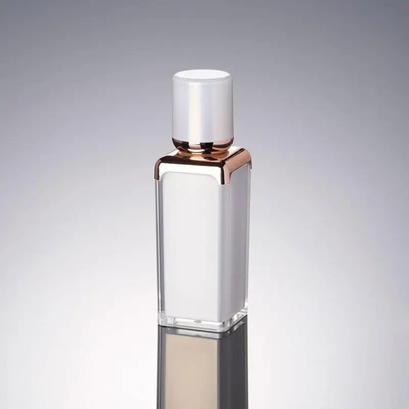 15ml 30ml 50ml Elegant Square Shape Acrylic Bottle Jar Lotion Pump Bottle Pearl White Rose Gold 30g 50g Acrylic Cream Jar