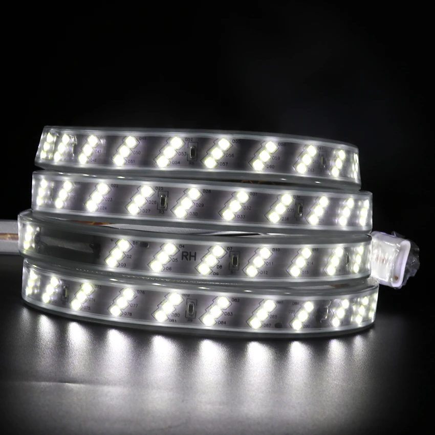 Waterproof Led Strip Light 220V 2835 180Led/m Three Row Flexible Tape Lights Cold White/Warm White 1m 2m 5m 10m 15m 20m 50m 100m