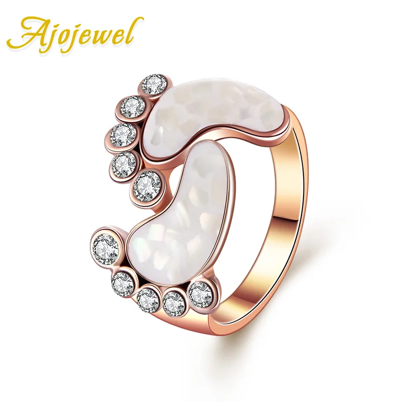 Ajojewel Shell Baby Foot Rings For Women Golden Rhinestone Ring Wholesale Cute Gift