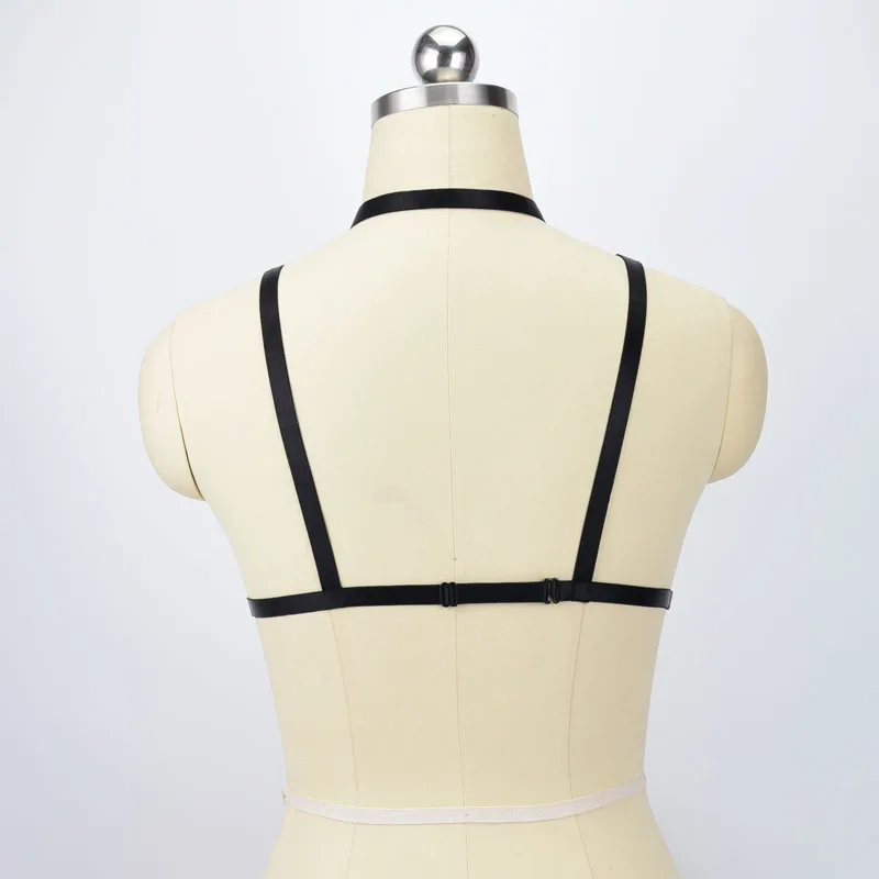 Bralette Sexy de jaula para fetiche, Top corto de arnés de cuerpo de poliéster, lencería erótica, arnés de Bondage, cinturón de los 90, Body gótico O0533