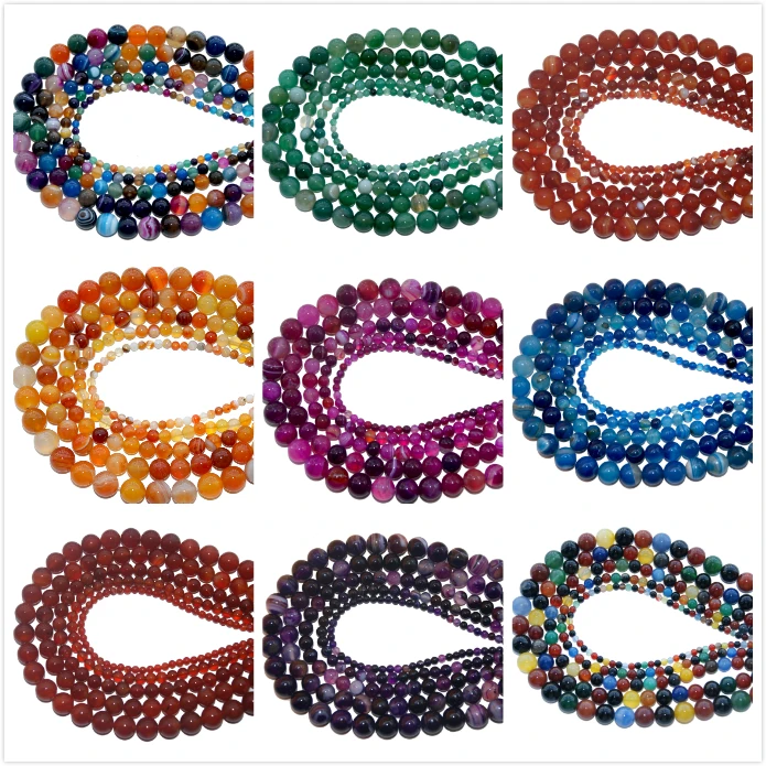 4 6 8 10 MM Mixed Natural Stone Agates Turquoises Loose Stone Beads Loose Stone Beads For DIY Making Bracelet Necklace Jewelry