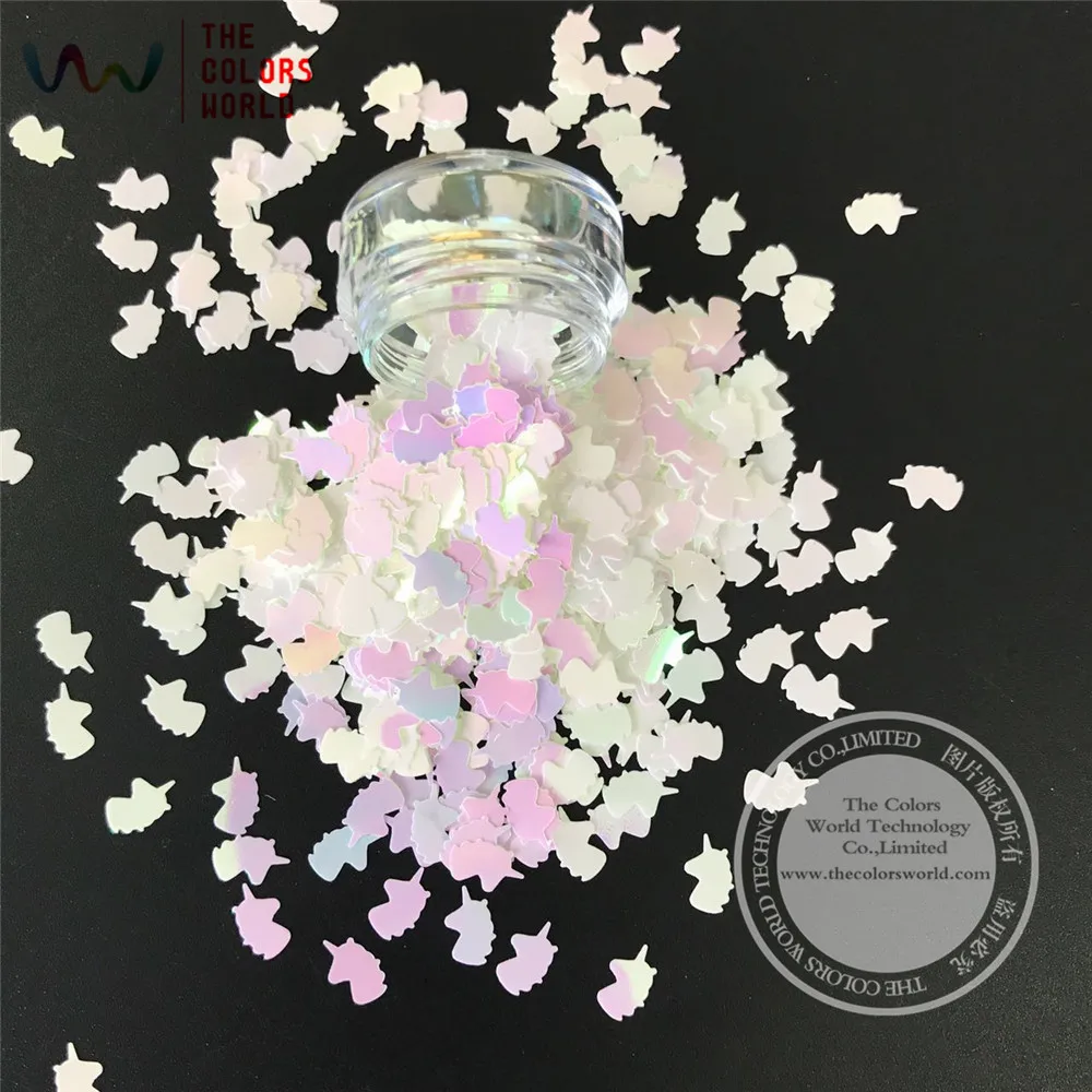 Unicorn Shape 6MM Size white Pearlescent Indescent Color Glitter for  Nail Art  Makeup Facepaint and DIY deco