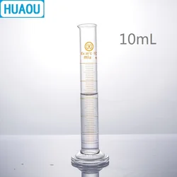 HUAOU 10mL Measuring Cylinder with Spout and Graduation with Glass Round Base Laboratory Chemistry Equipment