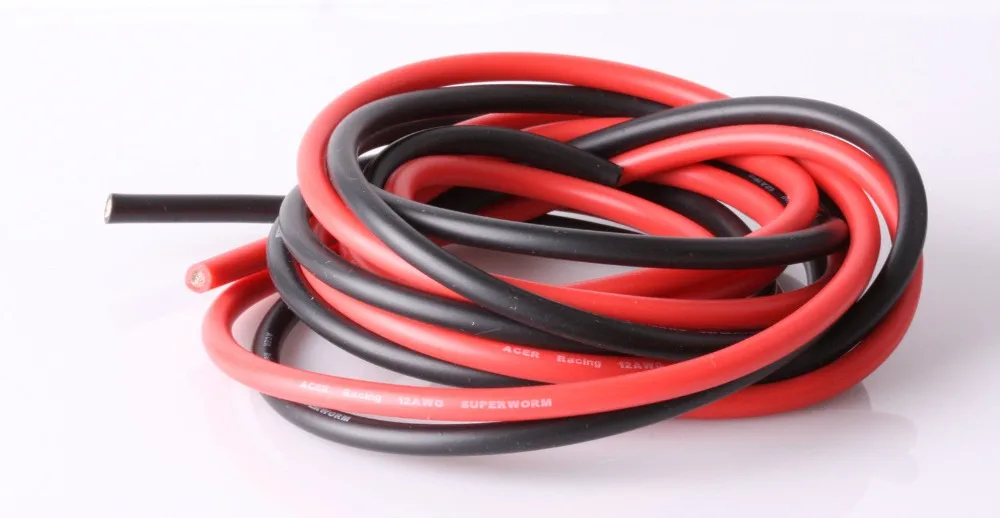 1 meter Red+1 meter Black Silicon Wire 10 12 14 16 18 20 22 24 26AWG Heatproof Soft Silicone Silica Gel Wire Cable