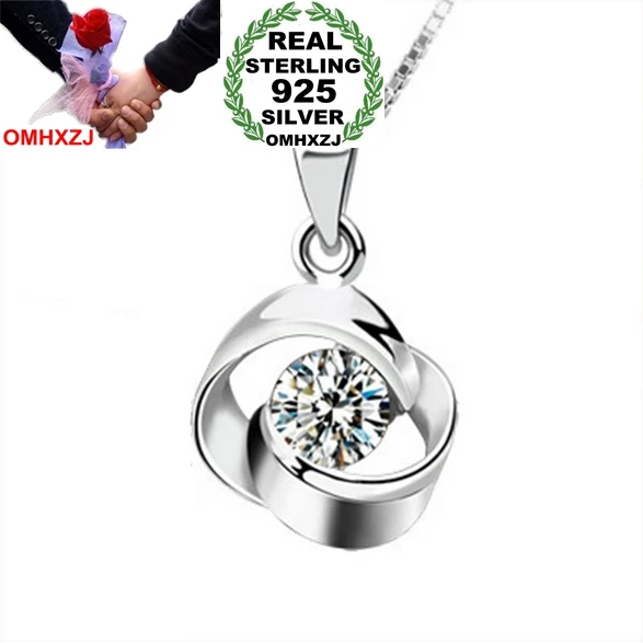 OMHXZJ Wholesale round woman love at first sight kpop star AAA Zircon 925 sterling silver NO Chain Necklace pendant Charms PE09