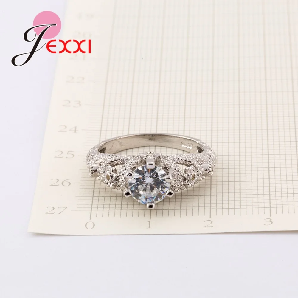 Shinning Round Cubic Zirconia Elegant 100% 925 Sterling Silver  Wholesale Plant Rings Suitable Wedding Jewelry Accessory