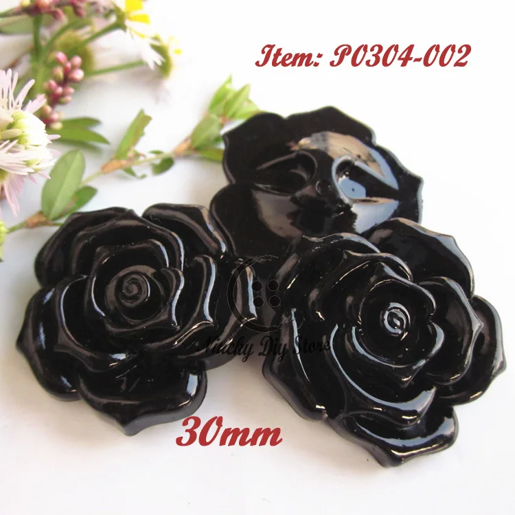 50pcs 30mm black rose buttons decorative accessories buckles corasage fur coat buttons sewing materials wholesale