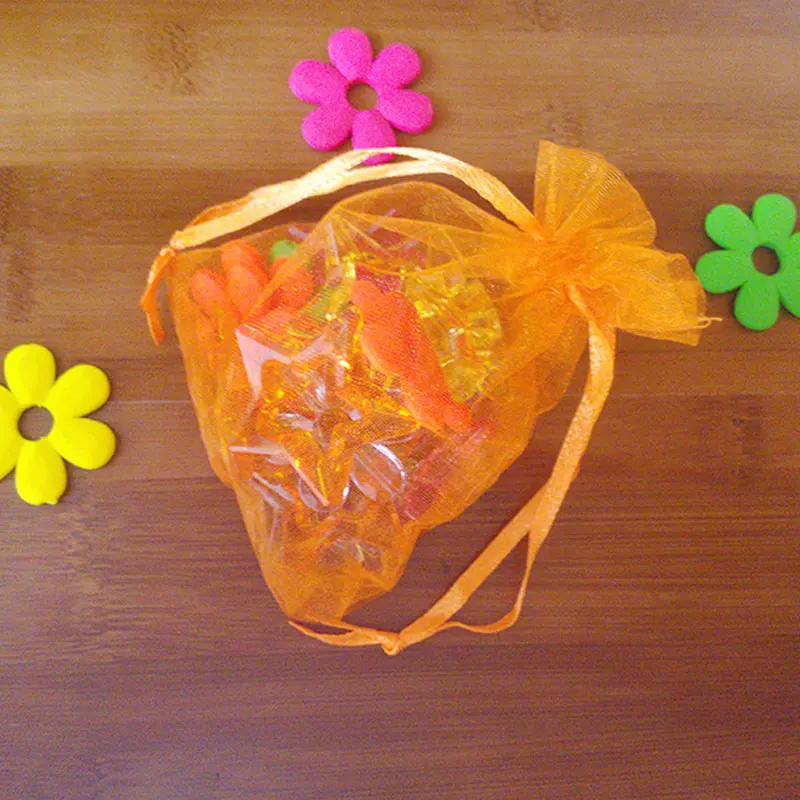 500pcs 7*9cm Orange Organza Gifts Bag Jewelry Packaging Display Bags Drawstring Pouches For Bracelet/Necklace Mini Gift Yarn Bag