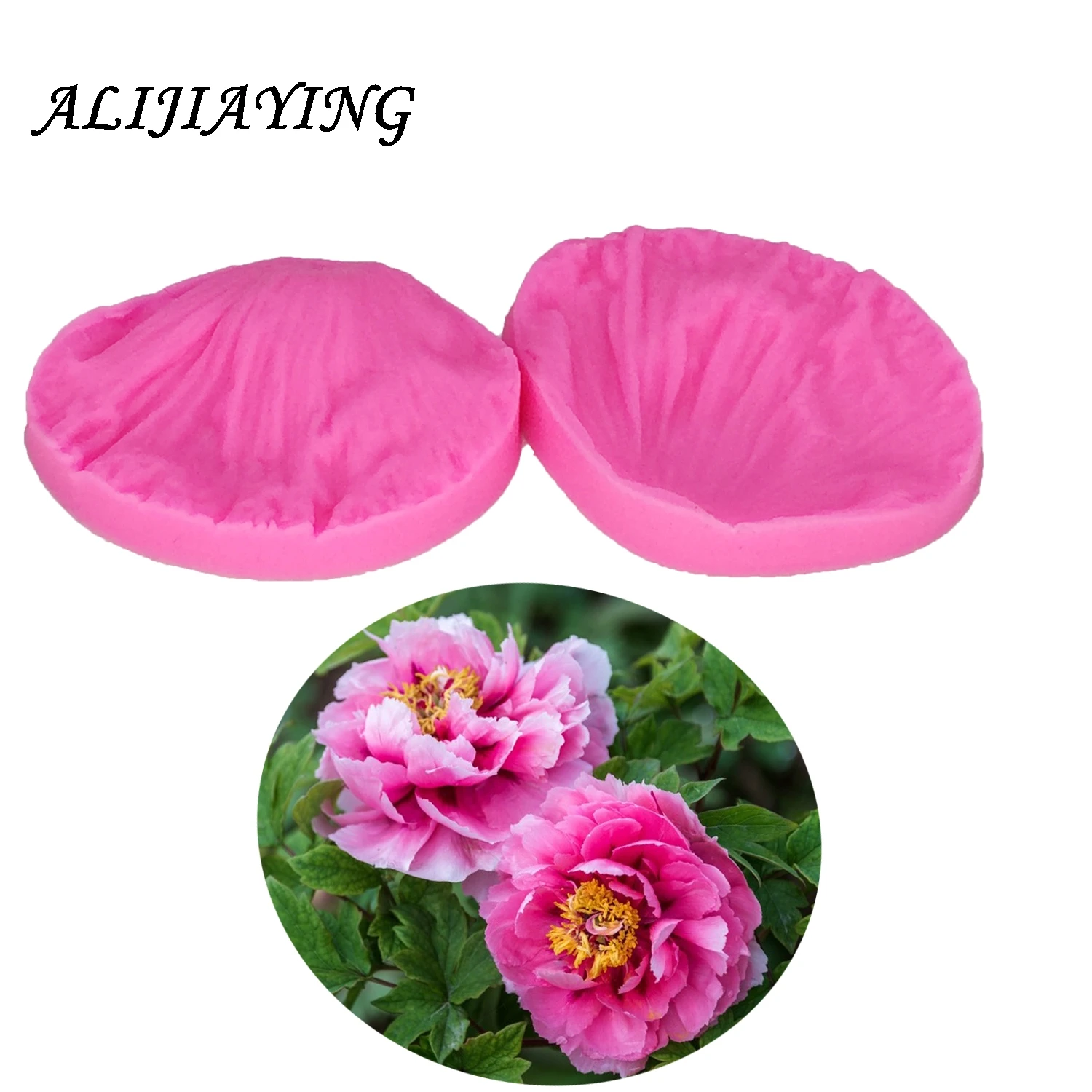 2Pcs/set 3D Rose petal shape Silicone Fondant Molds peony flower leaf Cake Decorating Tools suitable for polymer clay D1028