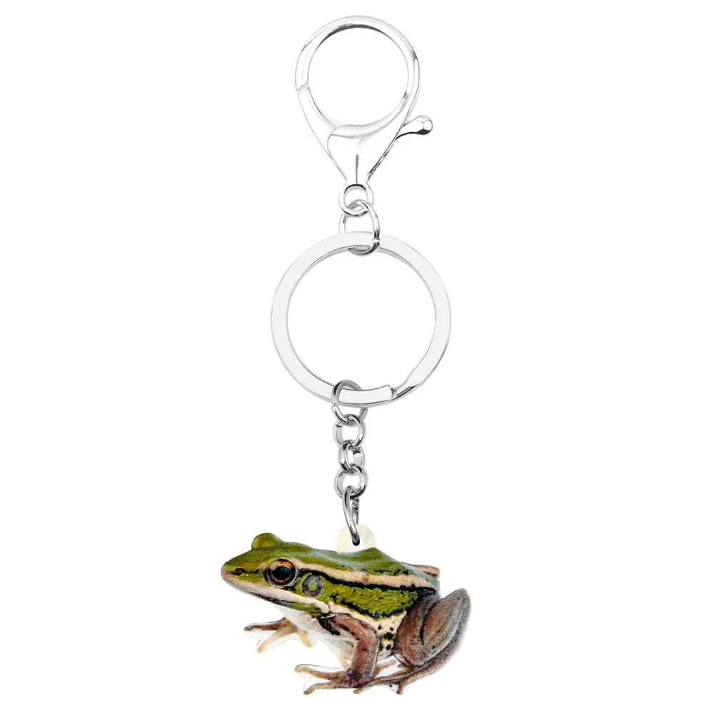 Bonsny Statement Acrylic Sitting Frog Key Chains Keychains Ring Summer Funny Animal Jewelry For Women Girls Bag Gift Charms 2019
