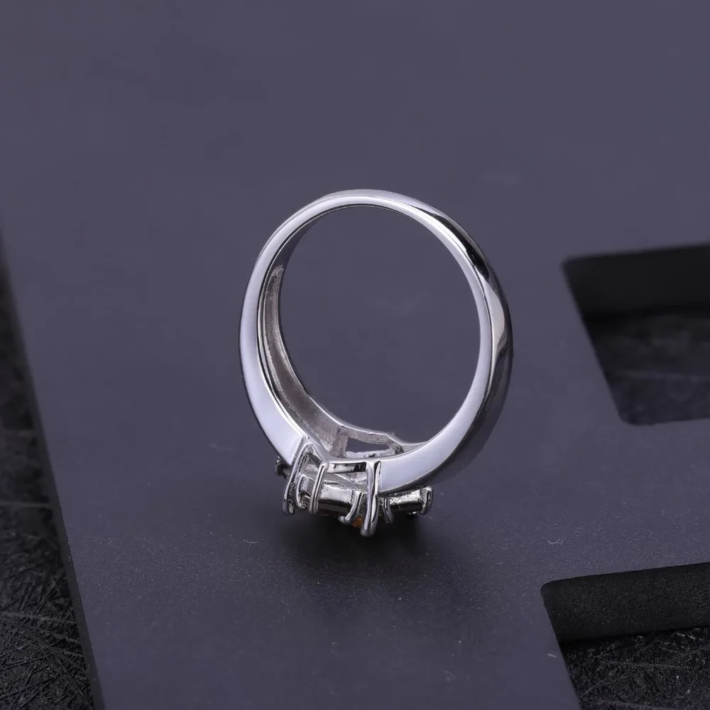 Gem\'s Ballet Multicolor Natural Smoky Quartz Citrine Cocktail Ring 925 Sterling Silver Flower Rings For Women Fine Jewelry