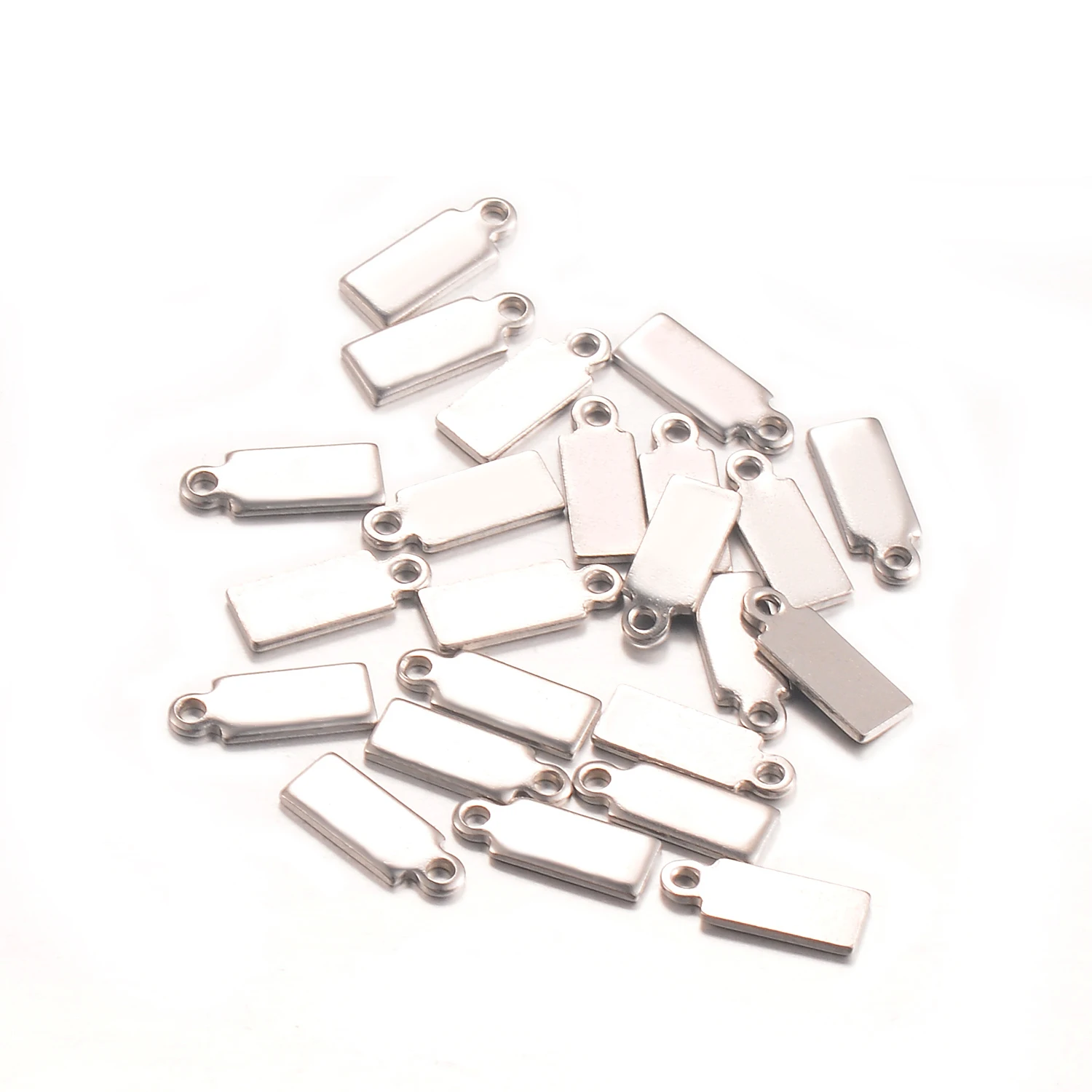 50pcs Silver Gold Rose Tone Stainless Steel Small Rectangle Tag for Logos DIY Charms Jewelry Finding Not Turn Off Color