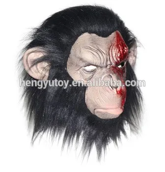 Halloween Dress Up Horror Gorilla Head Mask Latex Baboon Cosplay Fancy Dress