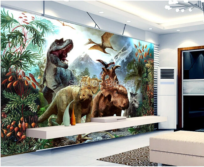 

Free shipping children's wallpaper for living room backdrop bedroom children's room Vinyl wallpaper dinosaur
