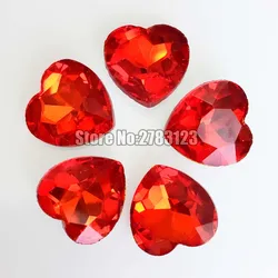 Free shipping AAA Glass Crystal Red color heart shape no hole pointback rhinestones,diy/Clothing accessories SWHP205