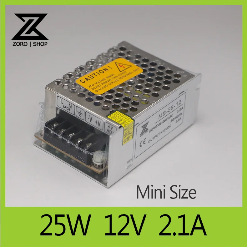 Mini-size 25W 12V 2.1A Switch Mode LED Light Devices Switching Power Supply AC-DC PSU 100/110/220/230V MS-25-12