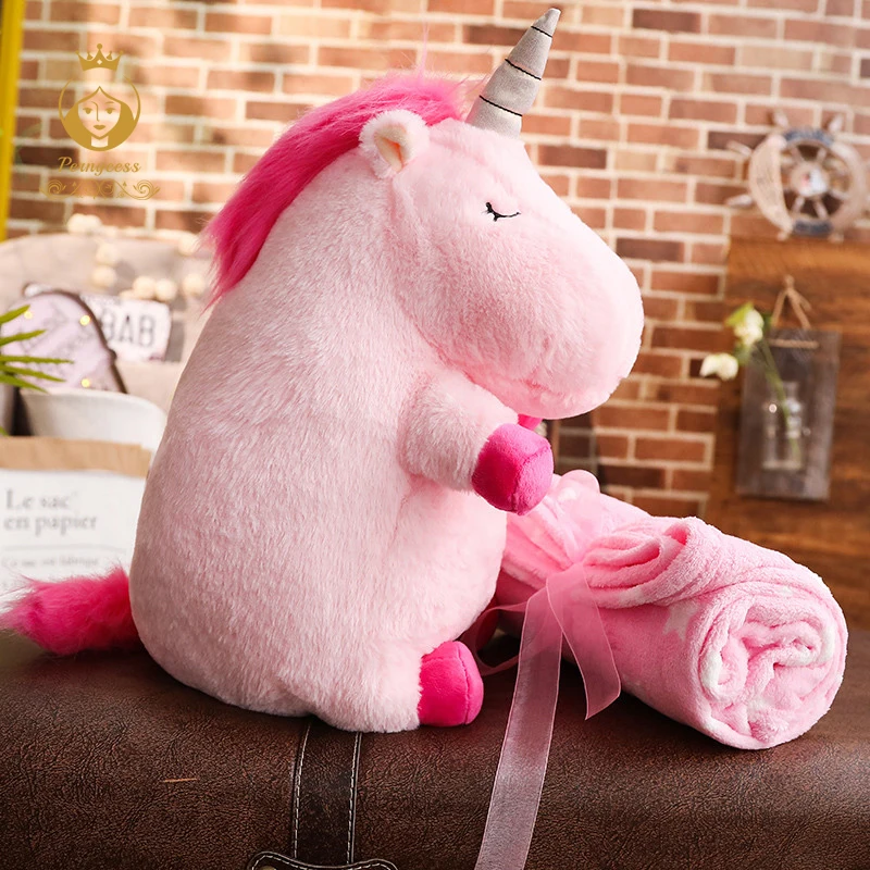 1PCS 50CM Cute Unicorn Plush Stuffed Toy, Unicorn Two-in-one Pillow Air Conditioning Blanket, Kids Toys, Home Decoration