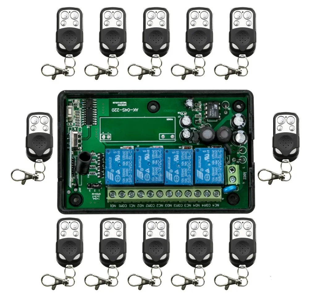 

AC85v~250V 110V 220V 230V 4CH RF Wireless Remote Control Relay Switch Security System Garage Doors & Rolling Gate Electric Doors