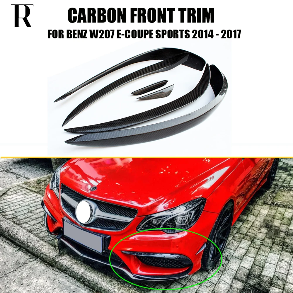 C207 Carbon Fiber Front Bumper Side Canards Splitter Spoiler for BENZ W207 E coupe E200 E300 E320 E43 with Amg Package 14 - 17