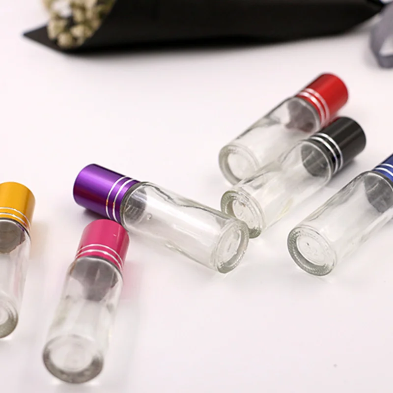 6/10/20/30/50PCS 4ml Glass Refillable Portable Perfum Bottles Conveniet Lip Balms With Roller Balls