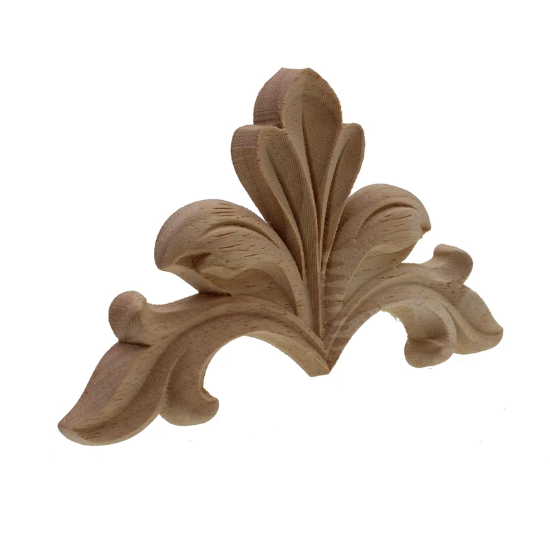 Runbazef European Solid Wood Decoration Appliques Carved Corner Flower Door Furniture Accessories Decals Wooden Home Decor