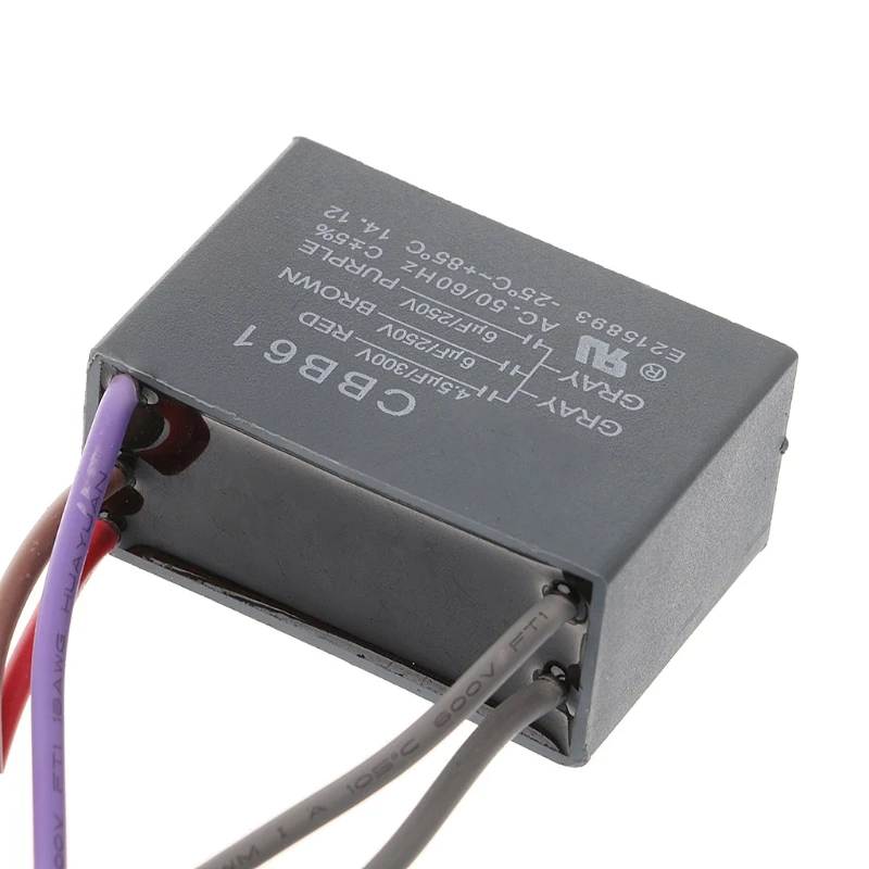 Capacitor 4.5uf + 6uf + 6uf 5 fio, capacitor de teto, cbb61, 250v, 5 velocidades de partida mar28