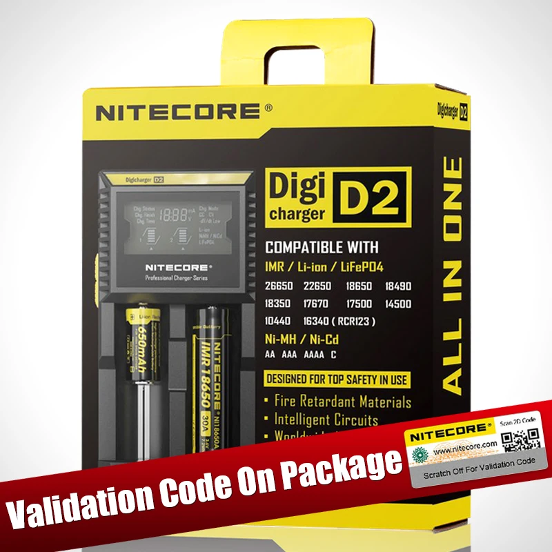 Nitecore D4 D2 New I4 I2 Digicharger LCD Intelligent Circuitry Global Insurance li-ion 18650 14500 16340 26650 Battery Charger