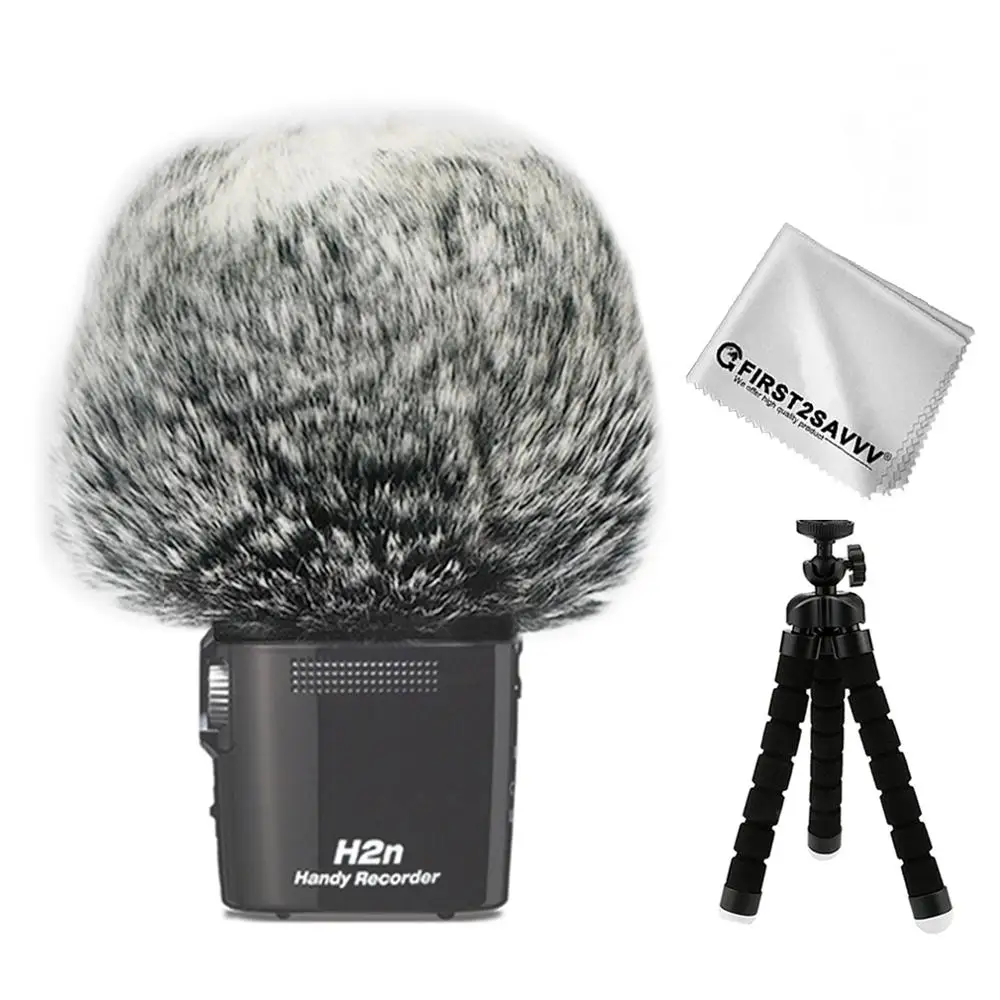 Outdoor Portable Digital Recorders Furry Microphone Mic Windscreen Wind Muff for ZOOM H4NSP H4NPro H2N + mini tripod