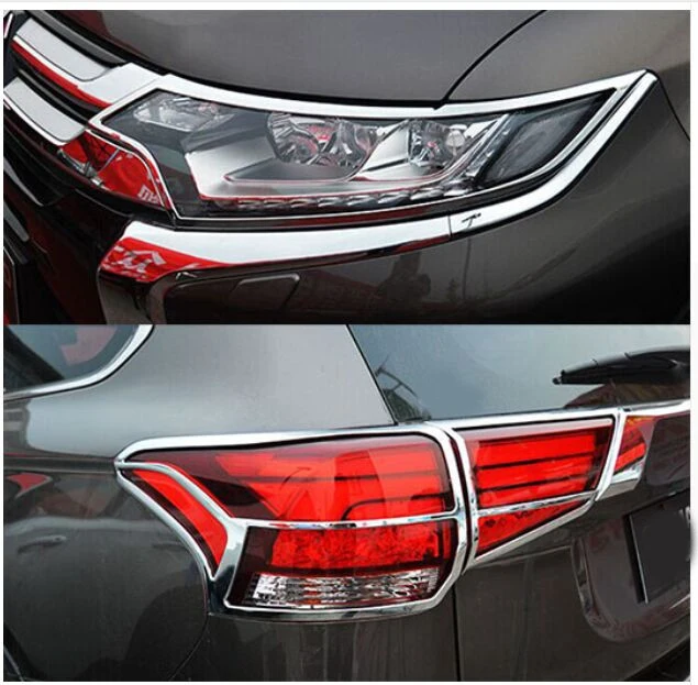 

ACCESSORIES FIT FOR Mitsubishi OUTLANDER 2016 CHROME FRONT REAR HEADLIGHT TAIL LIGHT LAMP COVER TRIM RIM BEZEL MOLDING GARNISH