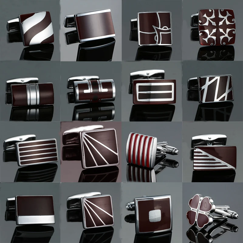 

18 видов, лидер продаж, классические запонки, высококачественные красные эмалированные запонки с узором, аксессуары для мужских костюмов, свадебные деловые подарки