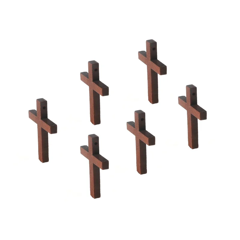 Aiovlo 20pcs/lot Natural Wood Cross Charms Pendant DIY Necklace Charm Jewelry Making Findings Handmade Accessories Supplies
