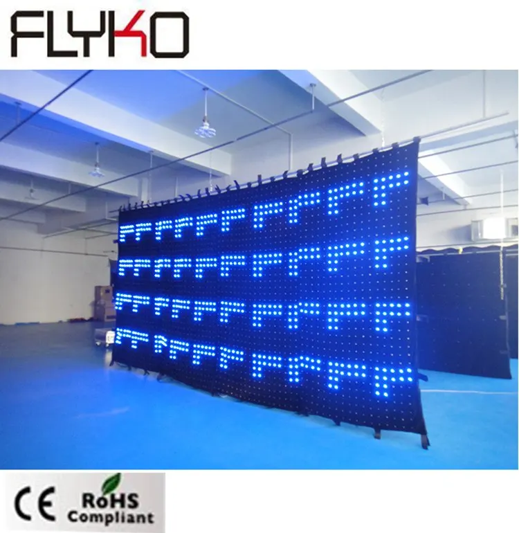 night club decoration p70mm 2.5mX5m dmx control wall mounted LED video curtain